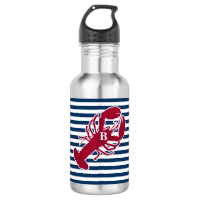 Nautical Red Lobster Monogram Blue White Stripe