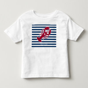 Nautical Red Lobster Monogram Blue White Stripe Toddler T-shirt