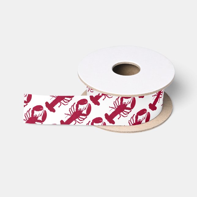 Nautical Red Lobster Satin Ribbon (Spool)
