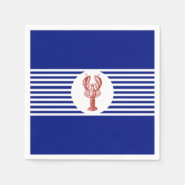 Nautical Red Lobster & Stripes Napkin (Front)