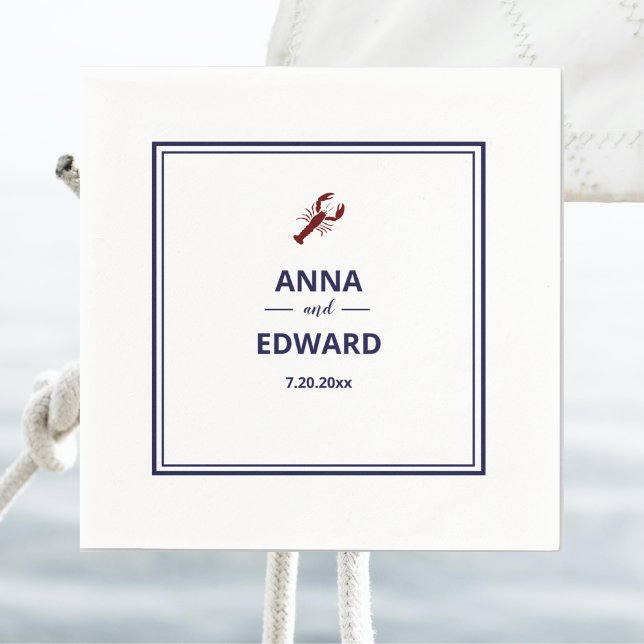 Nautical Red Lobster Wedding Paper Napkin (Creator Uploaded)