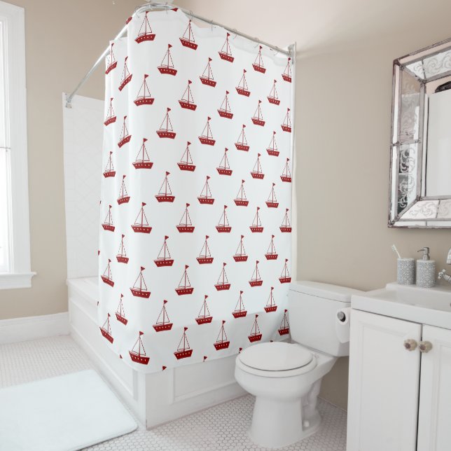 Nautical Red Sailboats on White (In Situ)
