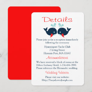 Nautical Red Wedding Details Navy Blue Whale Beach Invitation