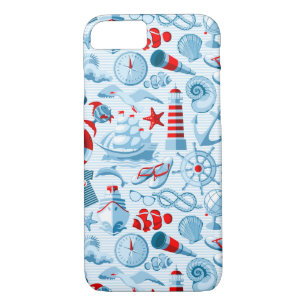 Nautical Red White And Blue Pattern iPhone 8/7 Case