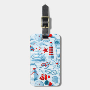Nautical Red White And Blue Pattern Luggage Tag
