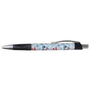 Nautical Red White And Blue Pattern Pen