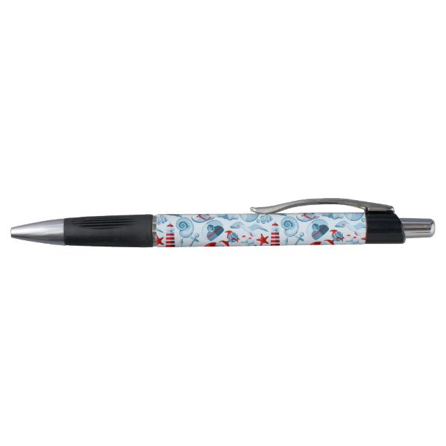 Nautical Red White And Blue Pattern Pen (Top)