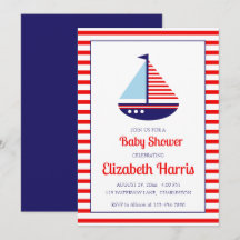Nautical Red White and Blue Sailboat Baby Shower