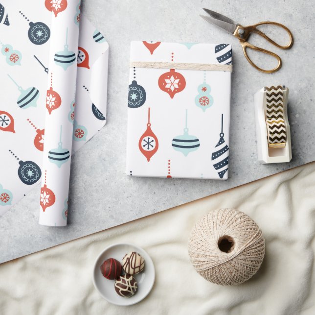 Nautical Red White Blue Christmas Decorations Wrapping Paper (Crafts)