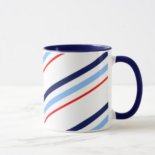 Nautical Red White Blue Stripes Mug
