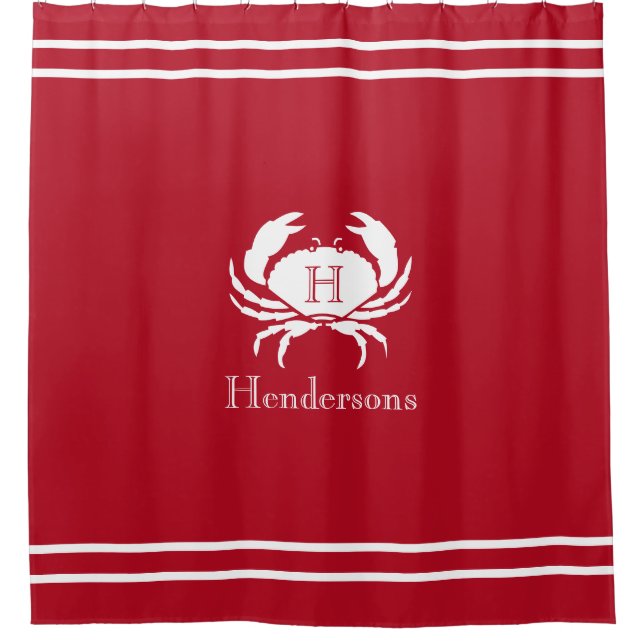 Nautical Red White Crab Monogram Name (Front)