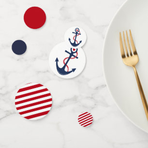 Nautical Red White Navy Baby Shower Birthday Party Confetti