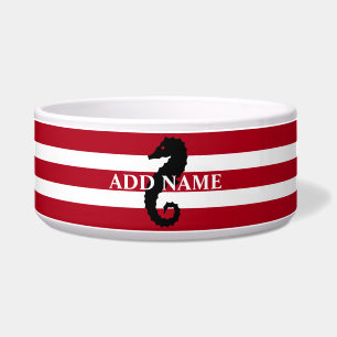 Nautical Red White Striped Personalized Large Pet