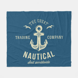 Nautical Retro Logo Fleece Blanket