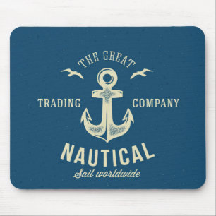 Nautical Retro Logo Mouse Pad