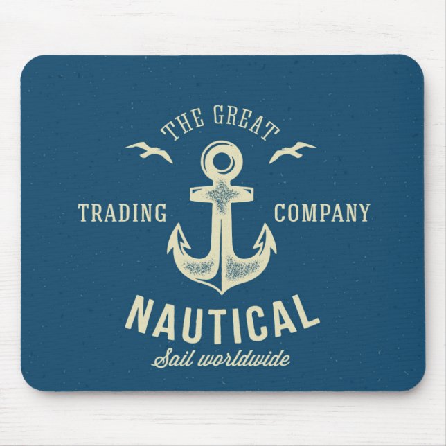 Nautical Retro Logo Mouse Pad (Front)