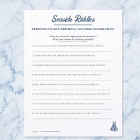 Nautical Riddles Birthday Party Game One Sheet