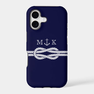 Nautical Rope and Anchor Monogram in Navy
