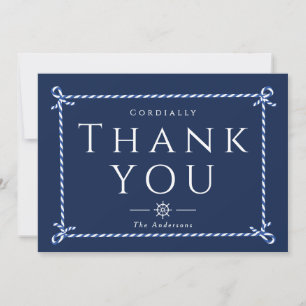 Nautical Rope Formal Navy Thank You Card