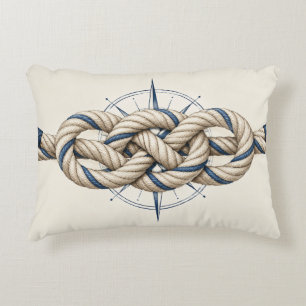 Nautical Rope Knot Compass Accent Pillow