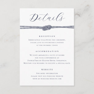 Nautical Rope Knot Elegant Details Wedding Enclosure Card
