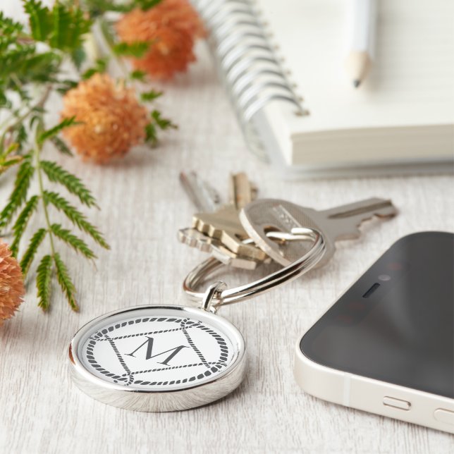 Nautical Rope Knot Monogram Initial Keychain (Side)