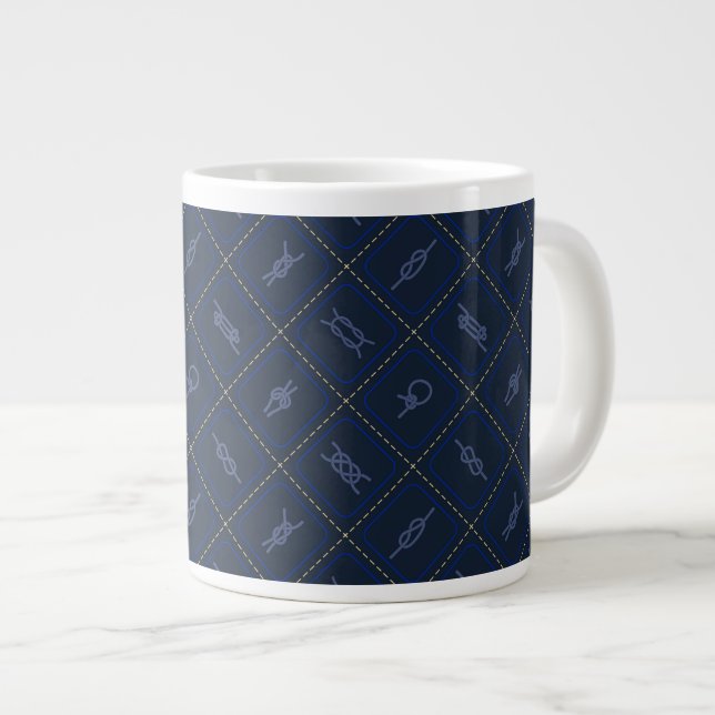 Nautical Rope Knot Pattern Large Coffee Mug (Front Right)