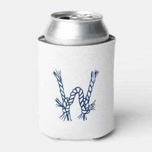 Nautical rope knots blue white custom monogram can cooler