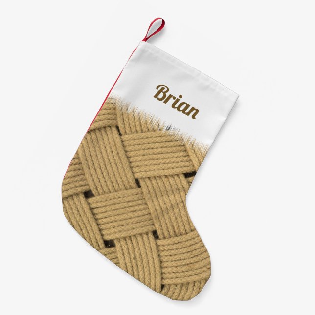 Nautical Rope Mat Ocean Plait Print Small Christmas Stocking (Front (Hanging))