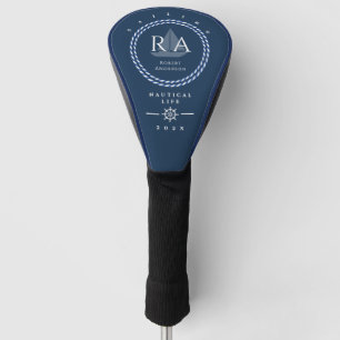 Nautical Rope Monogram Navy Golf Head Cover
