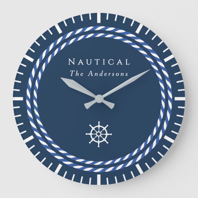 Nautical Rope Navy Large Clock (Front)