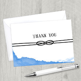Nautical Rope Ocean Blue Watercolor Thank You
