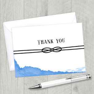 Nautical Rope Ocean Blue Watercolor Thank You Card