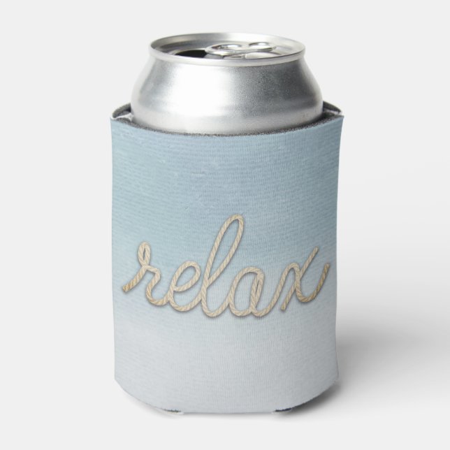Nautical Rope Relax Text  Can Cooler (Can Front)