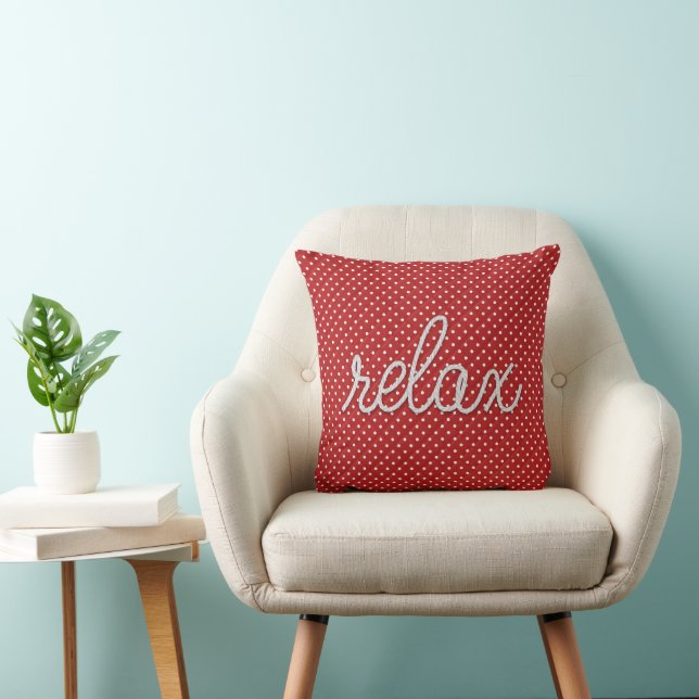 Nautical Rope Relax Text on Dots Throw Pillow (Chair)