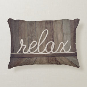 nautical rope "relax" text on wood accent pillow