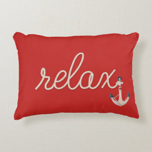 nautical rope relax text with anchor accent pillow