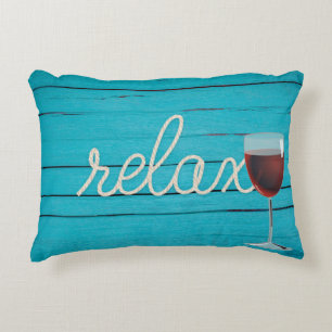 nautical rope relax text with wine glass accent pillow
