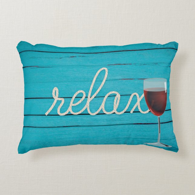 nautical rope relax text with wine glass accent pillow (Front)