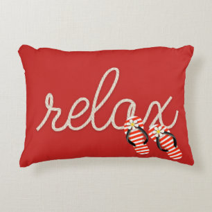 nautical rope Text on red with sandals Accent Pillow