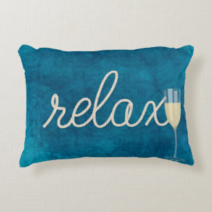 nautical rope text "relax" and wine accent pillow