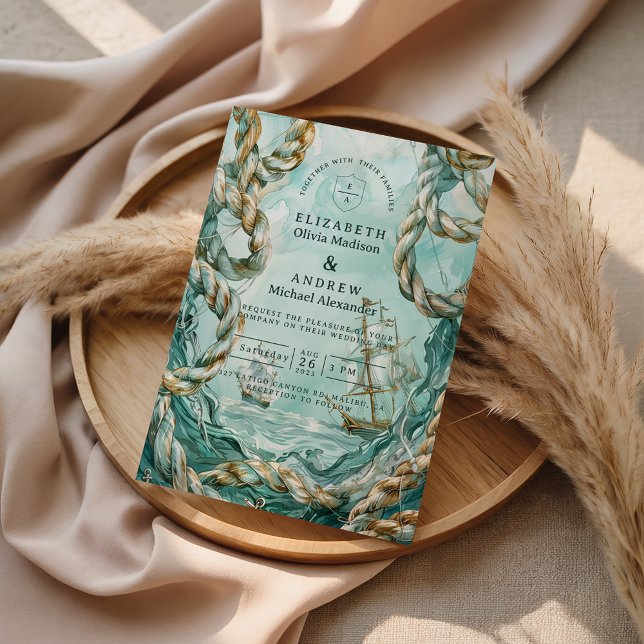 Nautical Rope Voyage Wedding Invitation (Creator Uploaded)