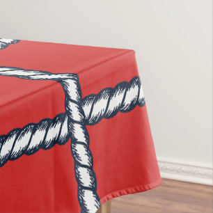 Nautical Rope Weave – Red Coastal  Tablecloth