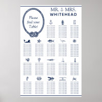 Nautical Rope Wedding Seating 18 Table Chart