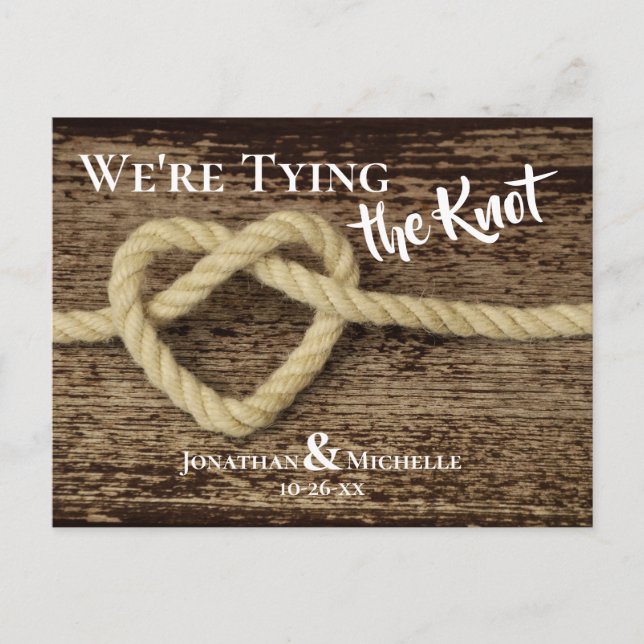 Nautical Rope We're Tying the Knot Save the Date Announcement Postcard (Front)
