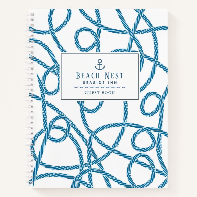 Nautical Rope White Beach House Guest Book (Front)