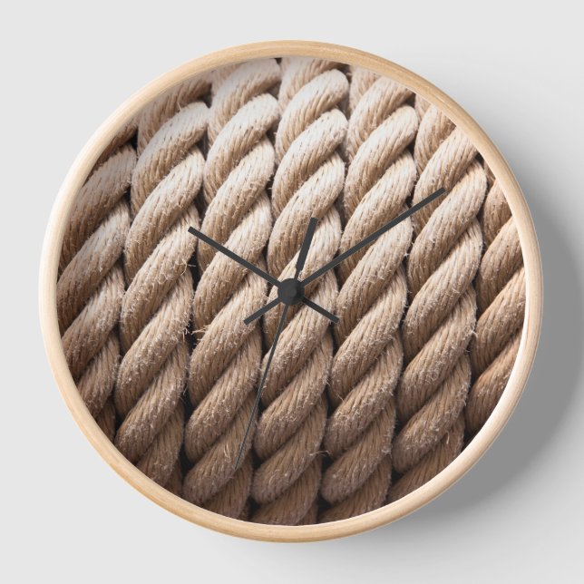 Nautical Rope Wood Framed Wall Clock (Front)