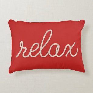 nautical rope word "relax on red decorative pillow
