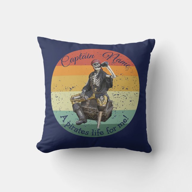 Nautical Rum Skeleton Party Pirate Throw Pillow (Front)