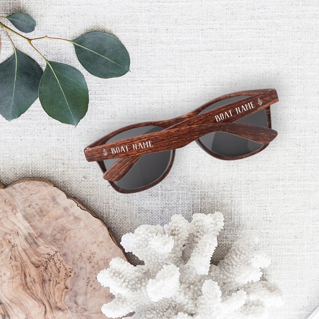 Nautical Rustic Anchor Boat Name Sunglasses (Creator Uploaded)